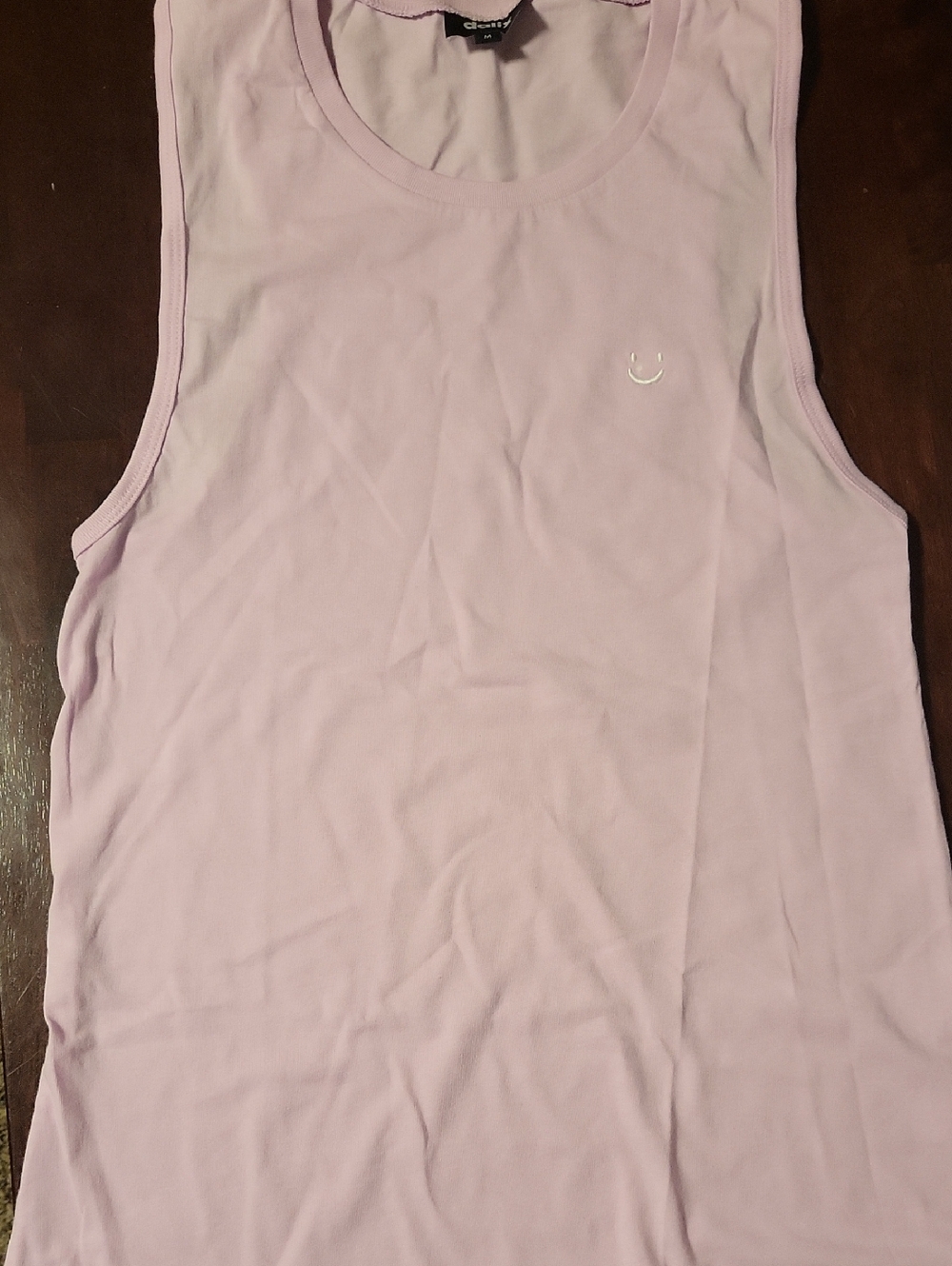 Women’s Lilac Sleeveless Tank Top with Subtle Smiley Detail